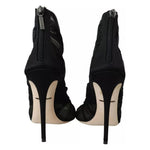 Dolce & Gabbana Black Tulle Ankle Boots Stiletto Heels Shoes LA8974-36