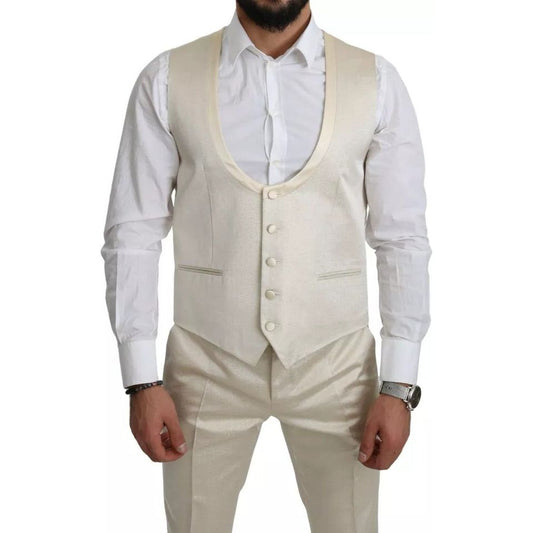Dolce & Gabbana Beige Wool Crème 3 Piece SICILIA Shawl Suit KOS1801-44