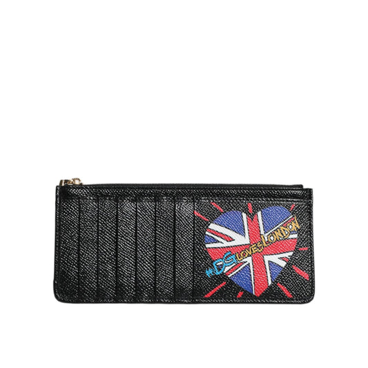 Dolce & Gabbana Black Leather #DGLovesLondon Cardholder Case Wallet BAG4256