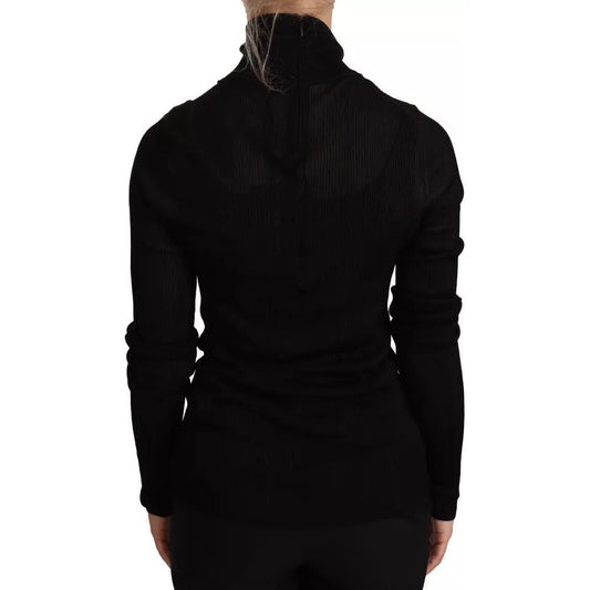 Dolce & Gabbana Black Turtleneck Slim Fit Pullover Sweater TSH6648-48