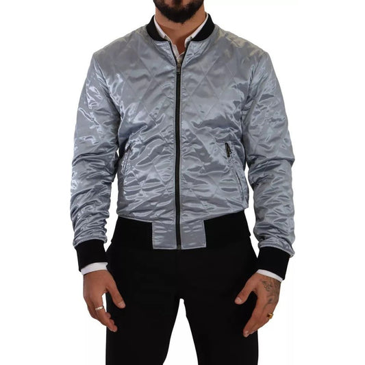 Dolce & Gabbana Light Blue Bomber Coat Men Jacket JKT3304-50