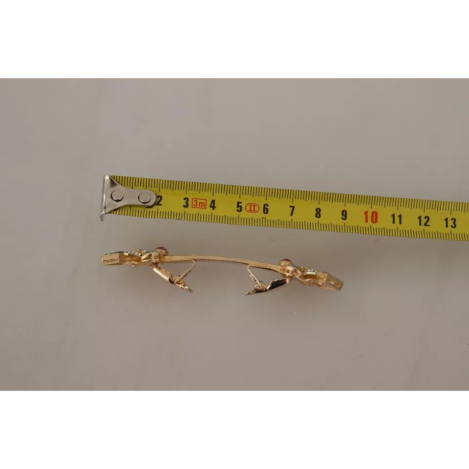 Dolce & Gabbana Gold Plated 925 Sterling Silver Crystal Collar Stop Brooch