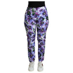 Dolce & Gabbana Purple Floral Print Tapered Cotton Pants PAN71555-42