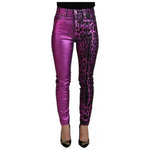 Dolce & Gabbana Purple Leopard Cotton Slim Fit Denim Jeans PAN74186-36