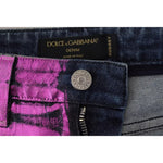 Dolce & Gabbana Purple Leopard Cotton Slim Fit Denim Jeans PAN74186-36