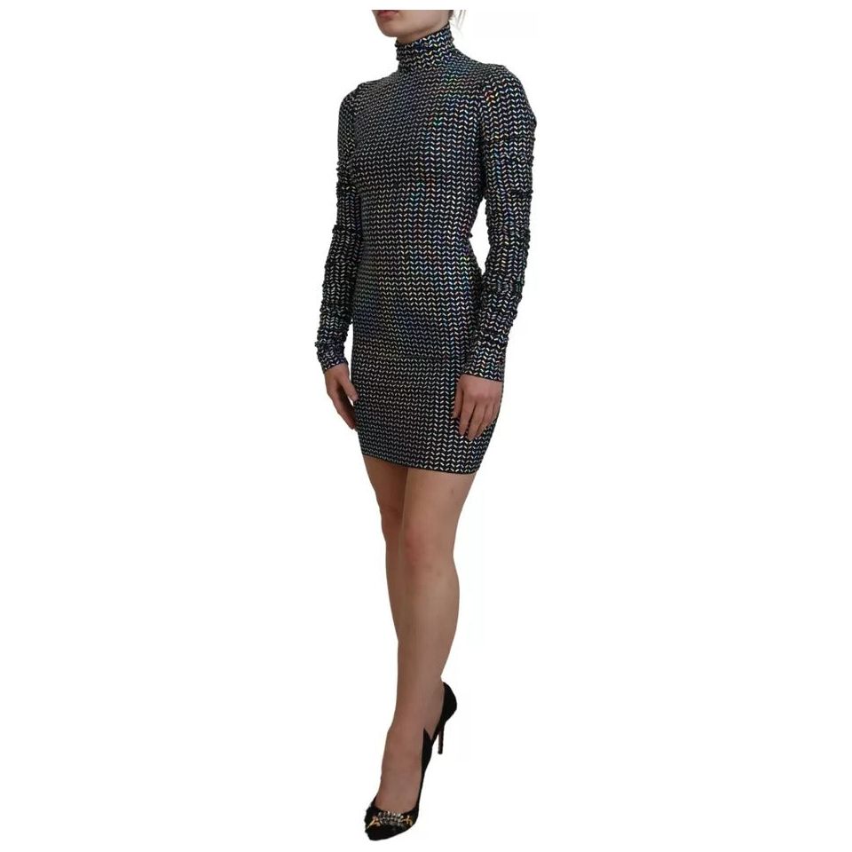 Dolce & Gabbana Black Embellished Nylon Bodycon Mini Dress DR28880-38