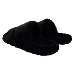 Dolce & Gabbana Black Polyester Faux Fur Mens Flats Sandals Shoes MV4804-44.5