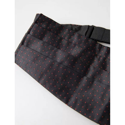 Dolce & Gabbana Black Silk Dotted Waist Tuxedo Belt Cummerbund