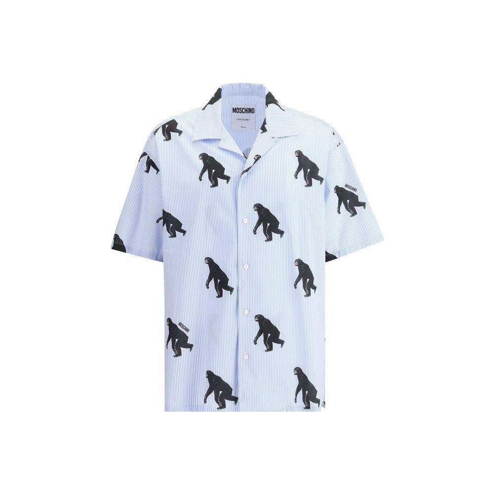 Moschino Printed short sleeve Shirt 1728,72470364320,Clothing,Light Blue,M,Men,Men - Clothing,Moschino,New with tags,Shirts - Men - Clothing MO-251ZZA022602581303-M