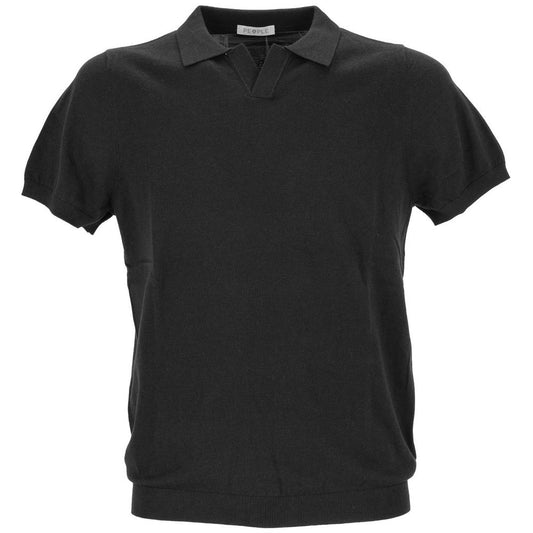 People Of Shibuya Black Cotton Polo Shirt PE-14573-IT48 | M