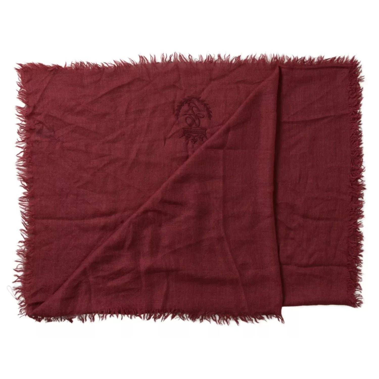 Dolce & Gabbana Maroon Cashmere Knit Wrap Shawl Fringe Scarf