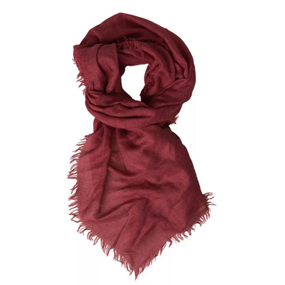 Dolce & Gabbana Maroon Cashmere Knit Wrap Shawl Fringe Scarf
