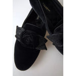 Dolce & Gabbana Black Velvet Flats Bow Young Queen Shoes LA10387-39.5