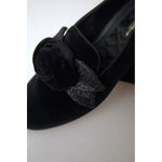 Dolce & Gabbana Black Velvet Flats Bow Young Queen Shoes LA10387-39.5