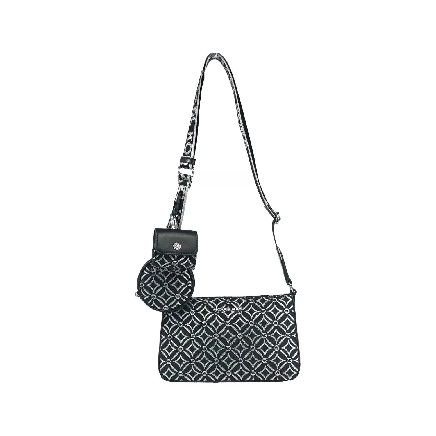 Front view with bag zipped and handles upright.