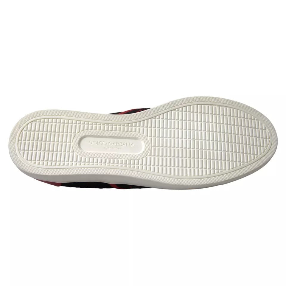 Dolce & Gabbana Black Red Lace Slip On Low Top Sneakers Shoes LA10486-40