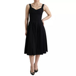 Dolce & Gabbana Black Sleeveless A-line Pleated Midi Dress DR281009-36