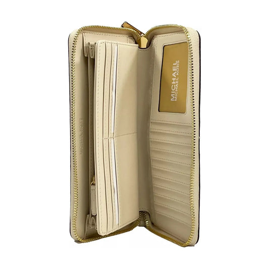 Michael Kors Jet Set Travel Center Stripe Signature Continental Wallet Vanilla Pale Gold 78475