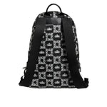 Dolce & Gabbana Black White Crown Printed Nylon School Backpack Bag