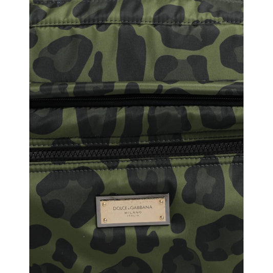 Dolce & Gabbana Green Polyester Leopard Print Shell Messenger Bag
