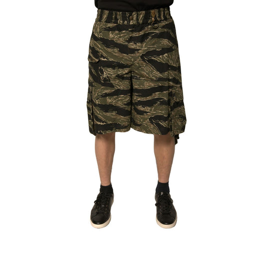 Dolce & Gabbana Black Gold Patterned Cotton Bermuda Shorts