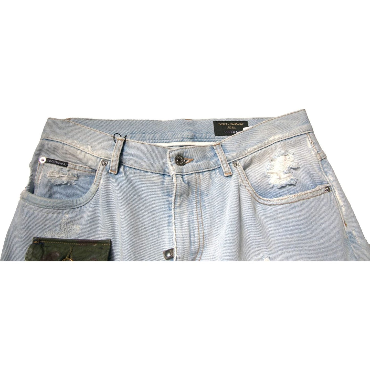 Dolce & Gabbana Light Blue Cotton Cargo Straight Denim Jeans PAN75676-48
