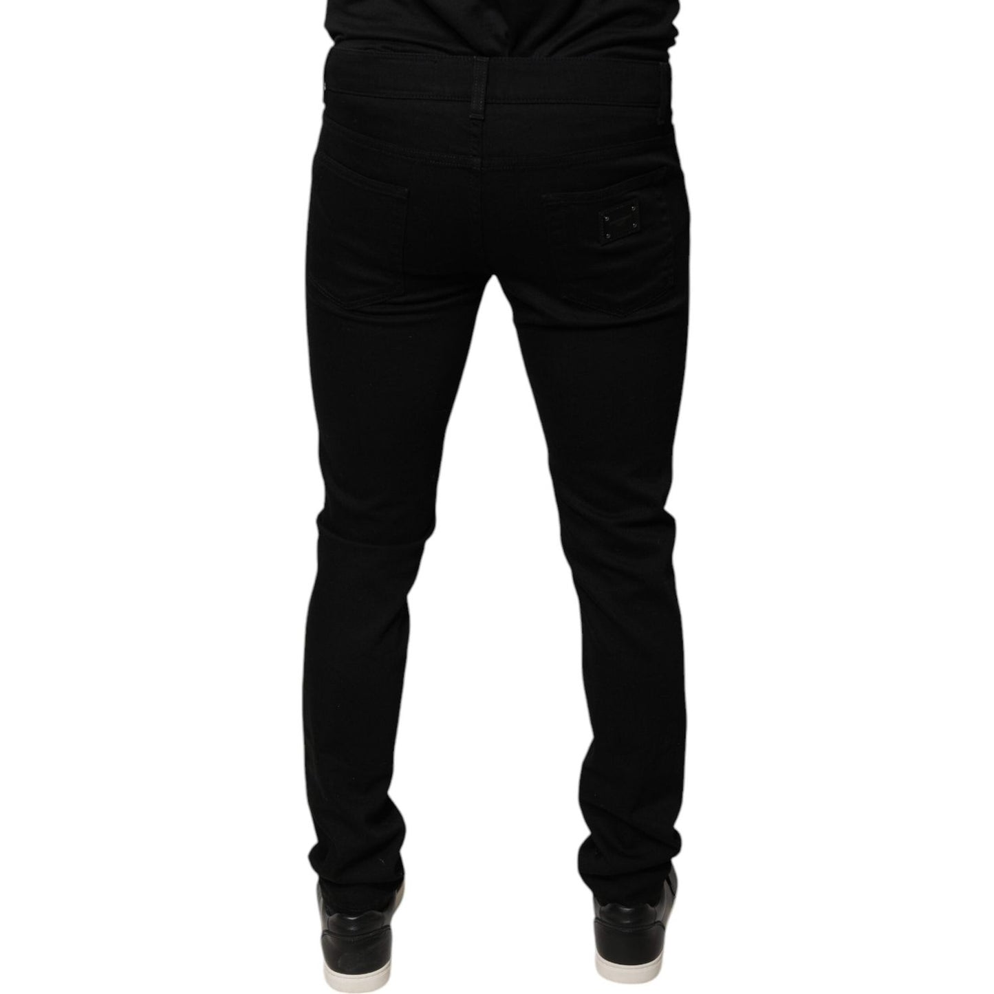 Dolce & Gabbana Black DG Crown Logo Cotton Skinny Denim Jeans PAN75818-48