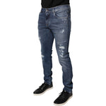 Dolce & Gabbana Blue Tattered Cotton Stretch Skinny Denim Jeans PAN75823-48