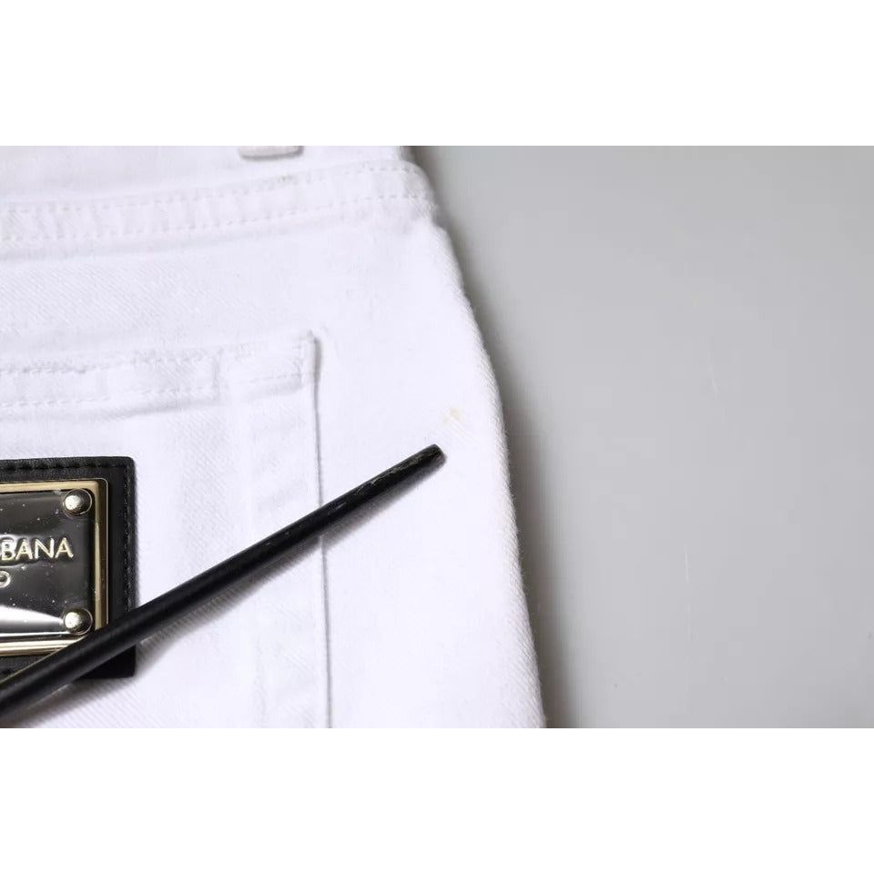 Dolce & Gabbana Black White Logo Cotton Skinny Denim Jeans PAN75836-50