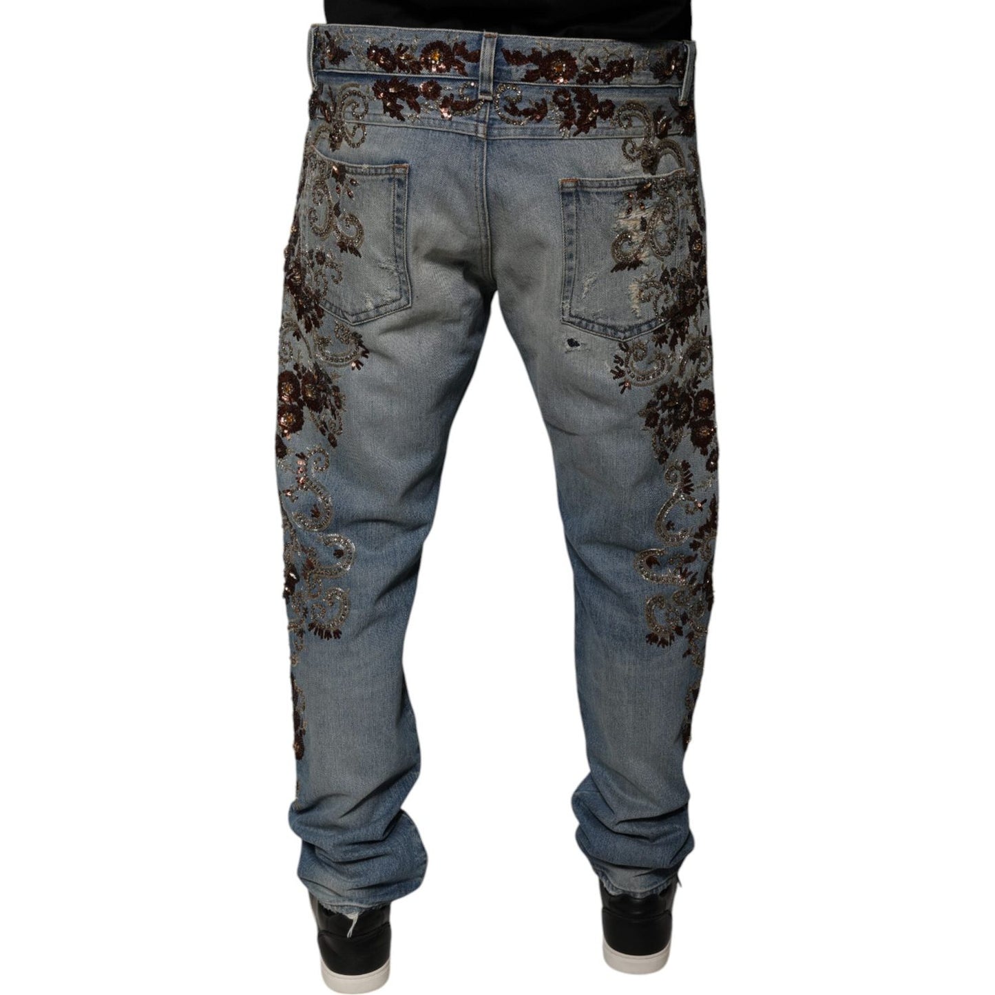 Dolce & Gabbana Light Blue Embroidered Skinny Denim Jeans PAN75862-52