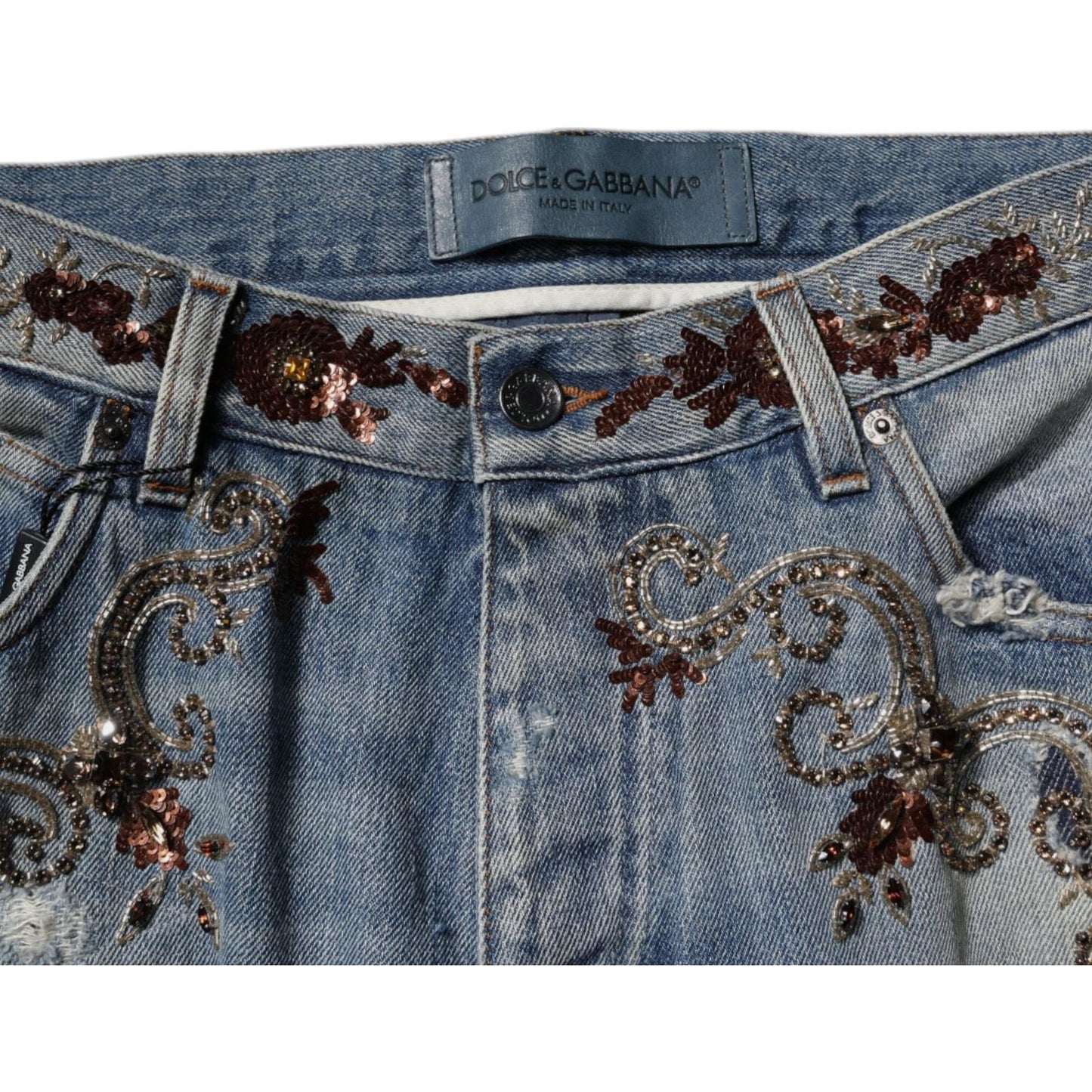Dolce & Gabbana Light Blue Embroidered Skinny Denim Jeans PAN75862-52