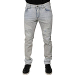 Dolce & Gabbana Light Blue Cotton Blend Tattered Skinny Denim Jeans PAN75877-46