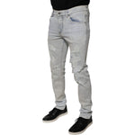 Dolce & Gabbana Light Blue Cotton Blend Tattered Skinny Denim Jeans PAN75877-46