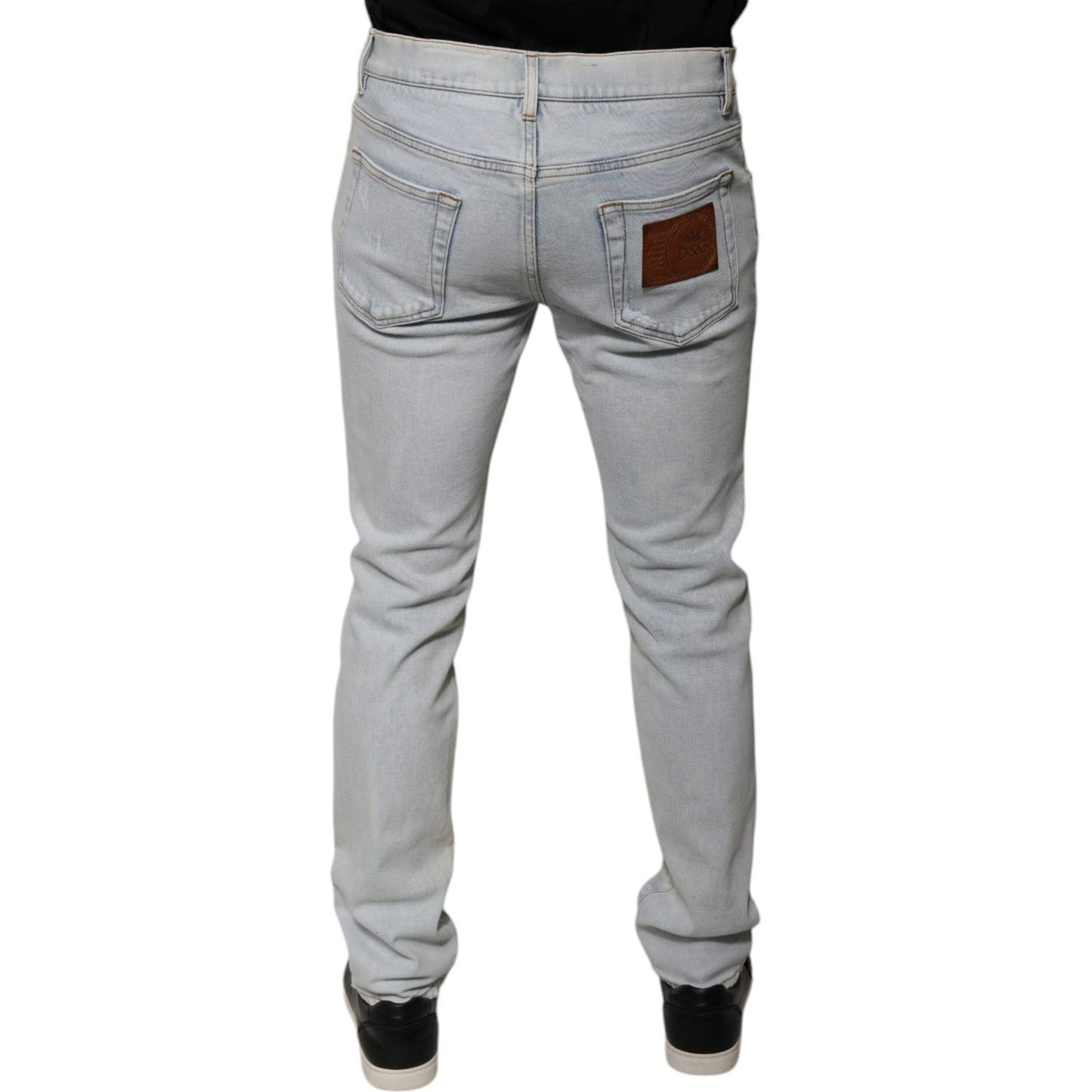 Dolce & Gabbana Light Blue Cotton Blend Tattered Skinny Denim Jeans PAN75877-46