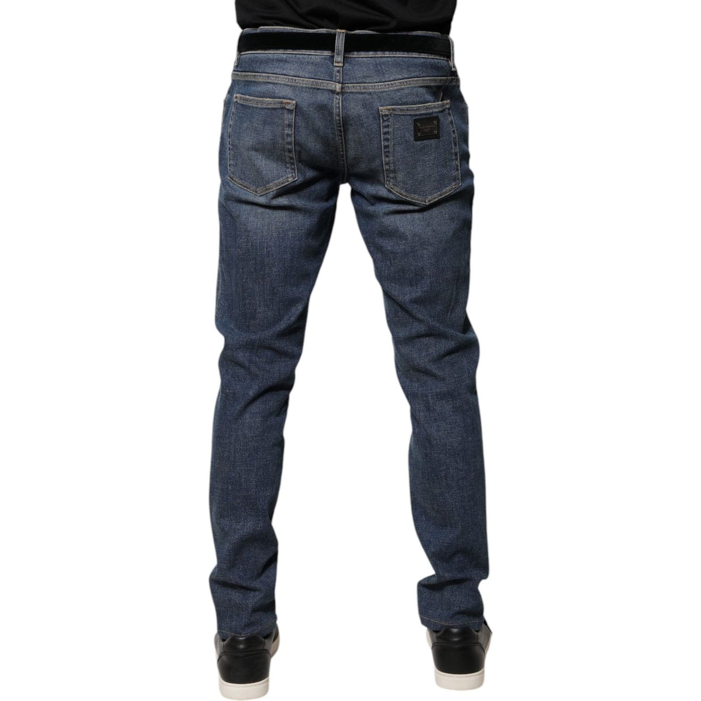 Dolce & Gabbana Blue Logo Plaque Cotton Skinny Denim Jeans PAN75930-54