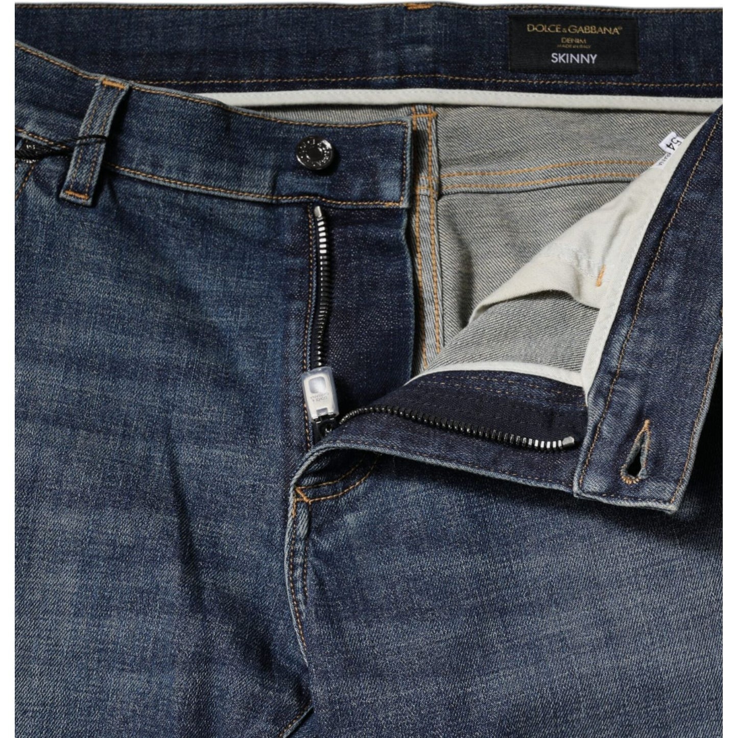 Dolce & Gabbana Blue Logo Plaque Cotton Skinny Denim Jeans PAN75930-54