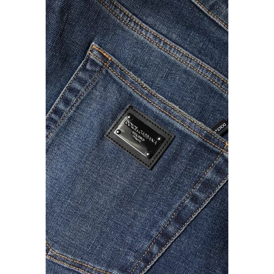 Dolce & Gabbana Blue Logo Plaque Cotton Skinny Denim Jeans PAN75930-54