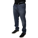 Dolce & Gabbana Dark Blue Cotton Logo Skinny Denim Jeans PAN75934-58