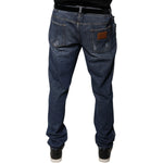 Dolce & Gabbana Dark Blue Cotton Logo Skinny Denim Jeans PAN75934-58