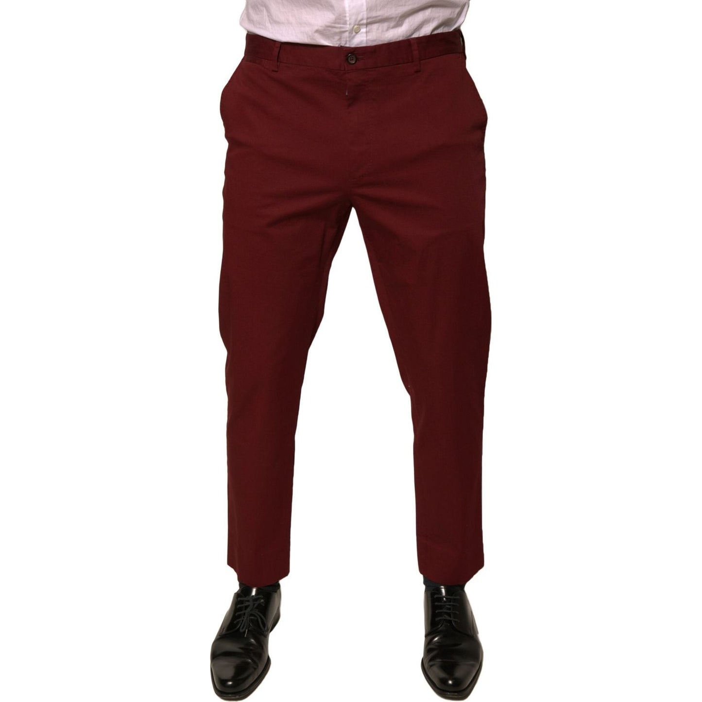 Dolce & Gabbana Maroon Cotton Men Skinny Dress Pants PAN76071-52