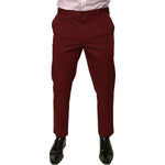Dolce & Gabbana Maroon Cotton Men Skinny Dress Pants PAN76071-52