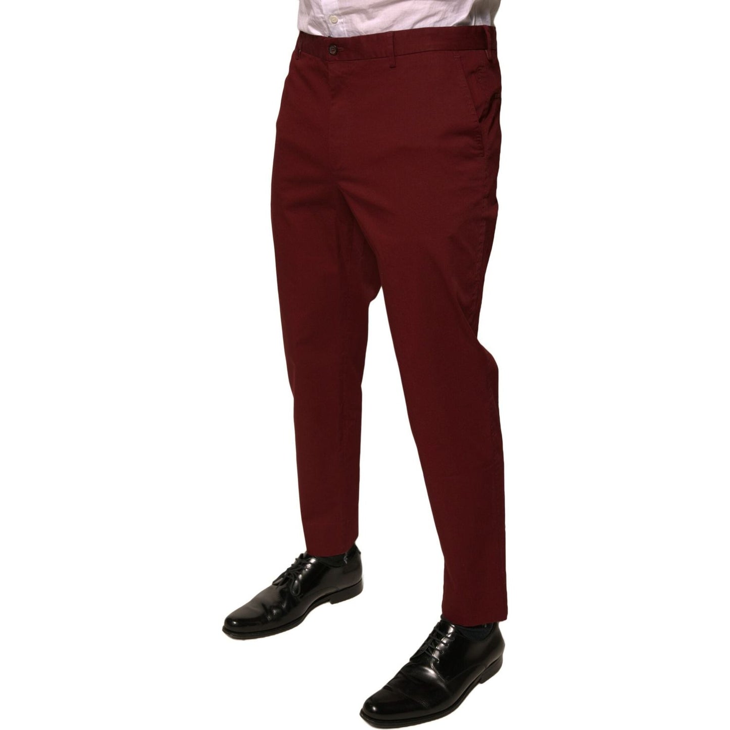 Dolce & Gabbana Maroon Cotton Men Skinny Dress Pants PAN76071-52