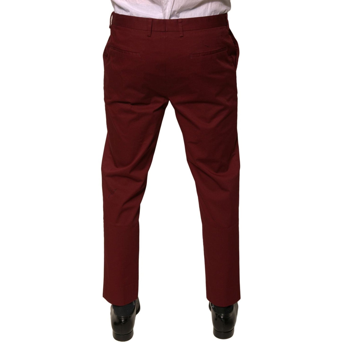 Dolce & Gabbana Maroon Cotton Men Skinny Dress Pants PAN76071-52