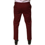 Dolce & Gabbana Maroon Cotton Men Skinny Dress Pants PAN76071-52
