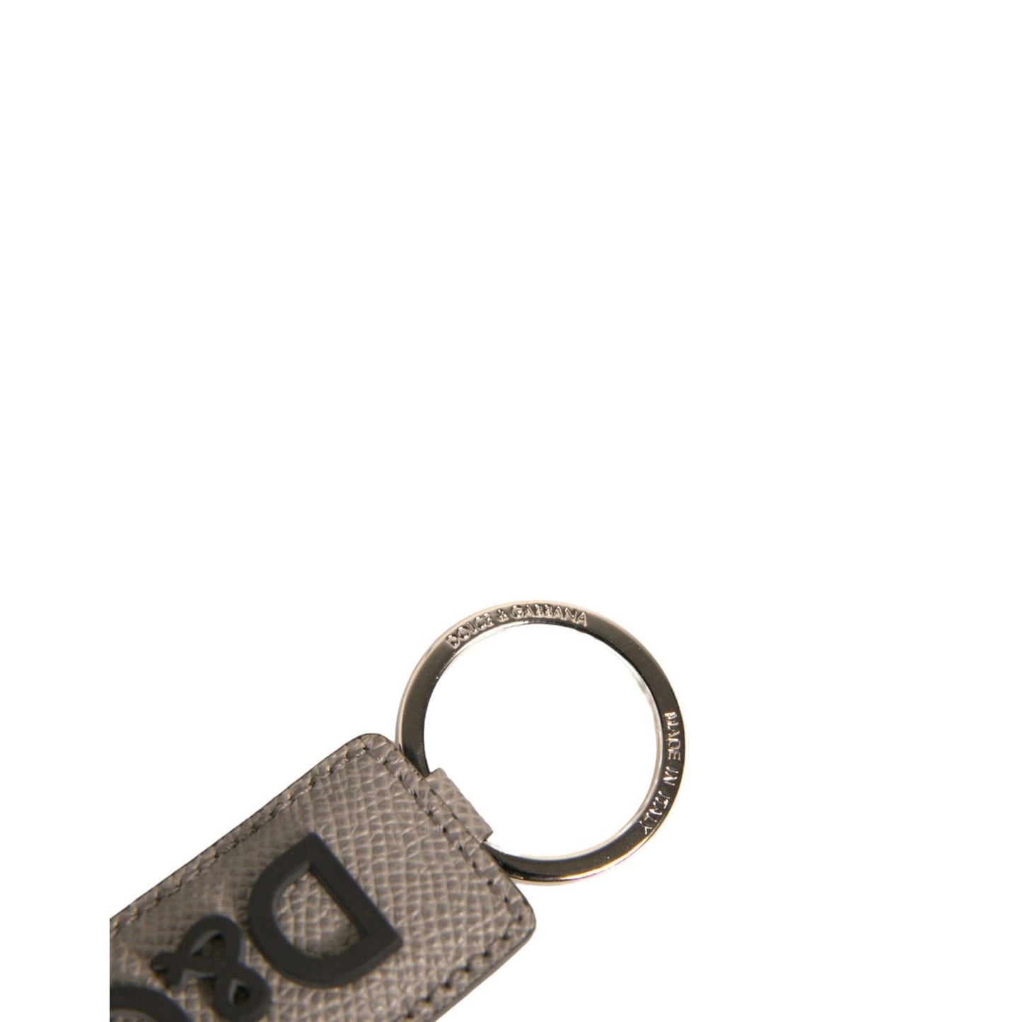 Dolce & Gabbana Beige DG Logo Leather Gold Metal Men Keychain Keyring