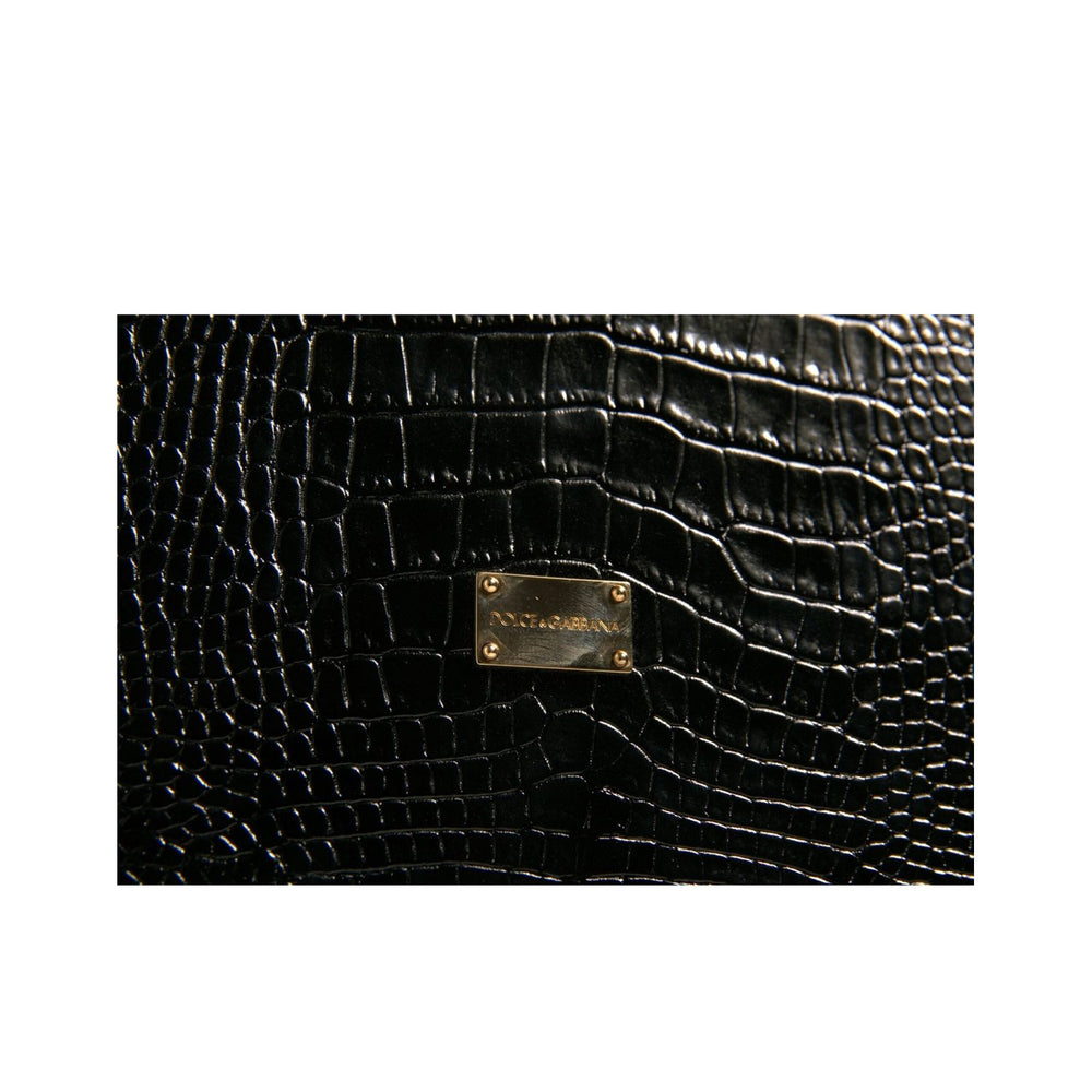 Dolce & Gabbana Elegant Black Leather Logo Plaque Holder Catalogue Case