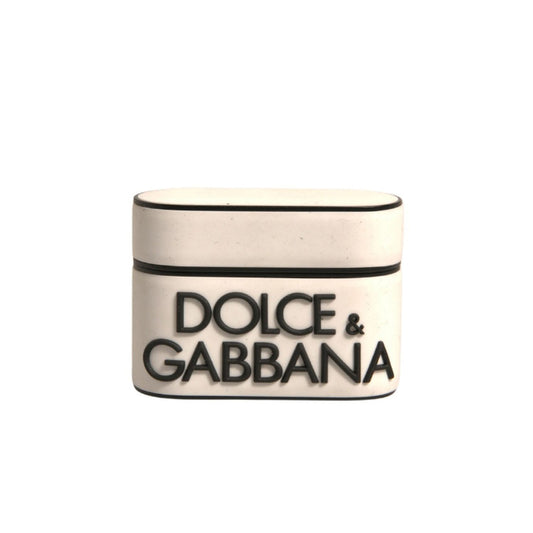 Dolce & Gabbana White PVC Embossed Logo Plaque Holder Airpods Case SMY10620