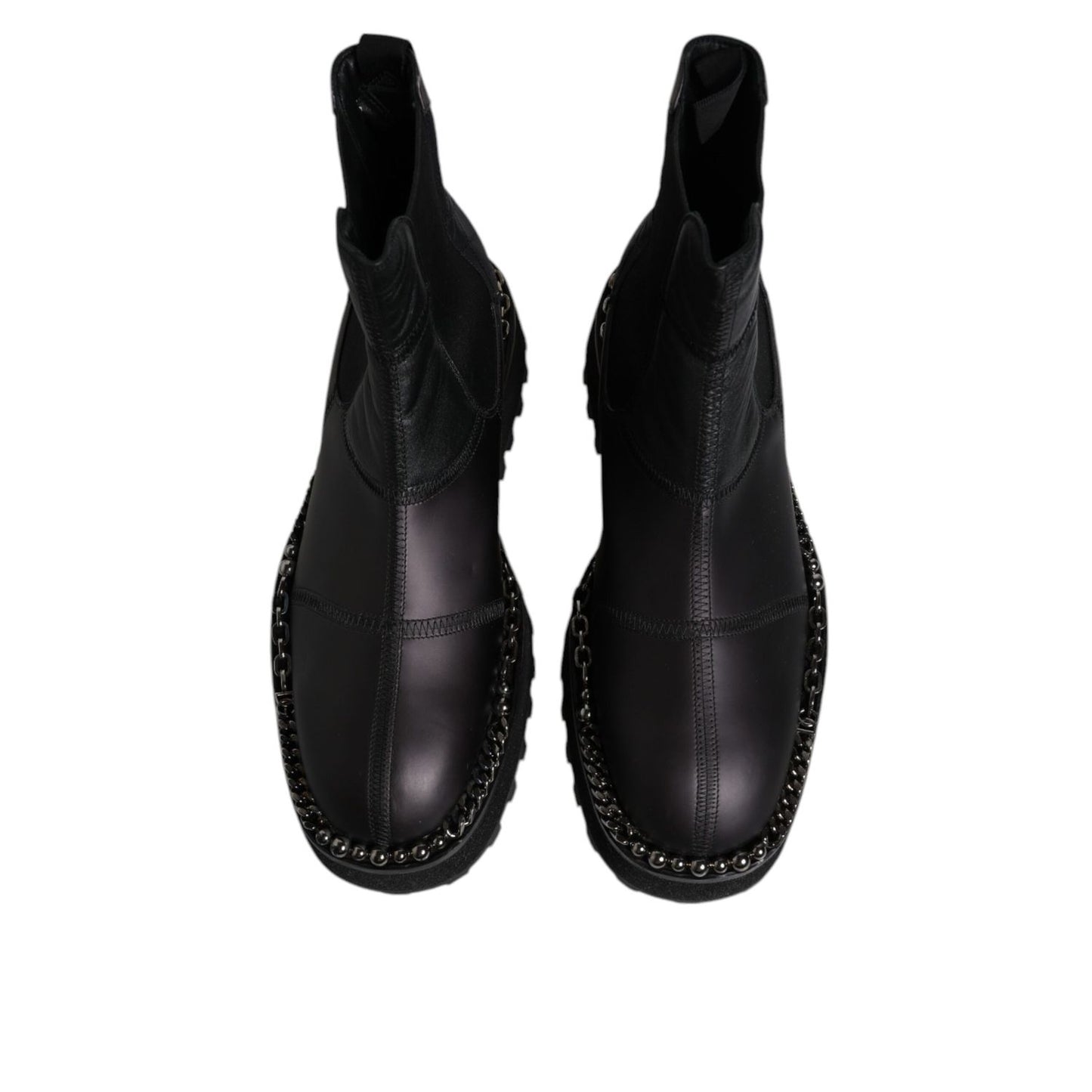 Dolce & Gabbana Black Chelsea Boots Leather Slip On Shoes