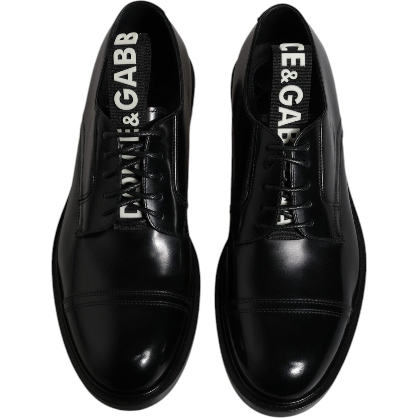 Dolce & Gabbana Black Patent Leather Derby Lace Up Formal Dress Shoes MV6652-39.5