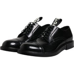 Dolce & Gabbana Black Patent Leather Derby Lace Up Formal Dress Shoes MV6652-39.5